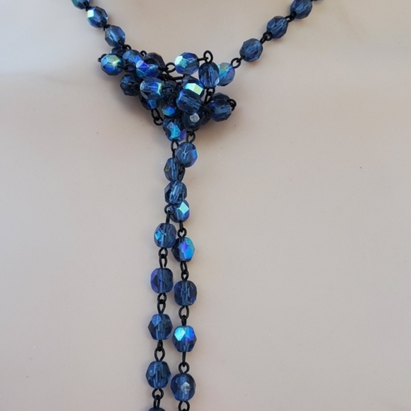 NEW stunning blue iridescent glass bead necklace - Picture 6 of 9